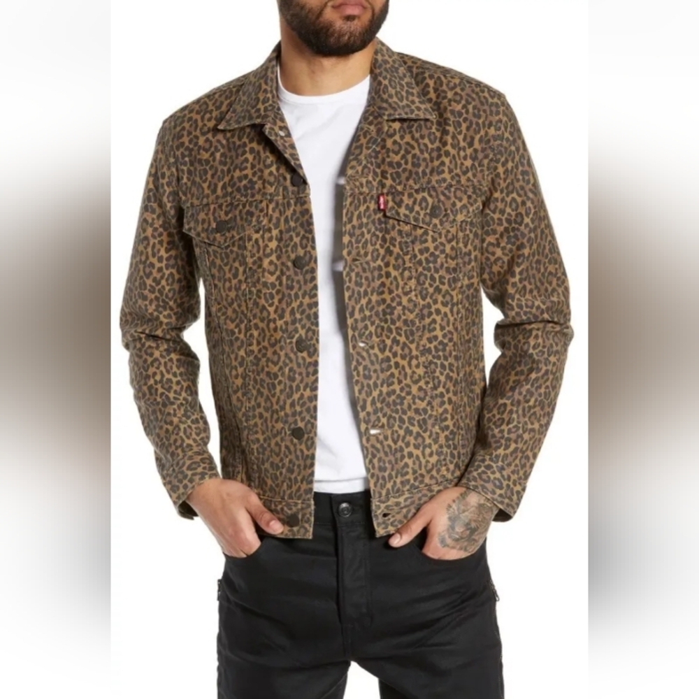 Levi's Premium Cheetah Print Trucker Jacket Men's size Large